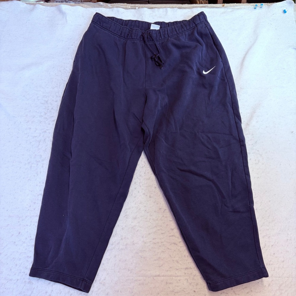 Nike Sweatpants Mens XL Navy Blue Fleece Embroidered Swoosh Logo Joggers